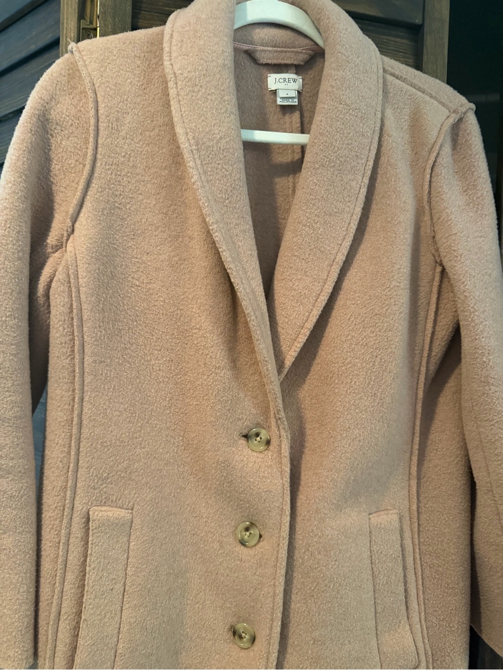 J.Crew Women's Blush Pink Wool-Blend Pea Coat - Picture 3 of 3
